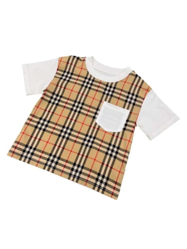 Classic Checkerboard Spliced T-Shirt for Kids 29006673