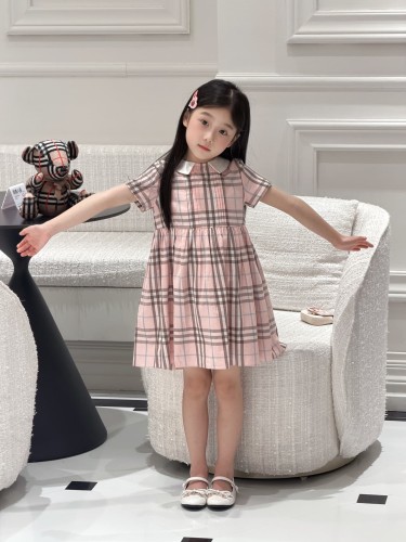 Pink Plaid Peter Pan Collar A-Line Dress for Kids 29006246
