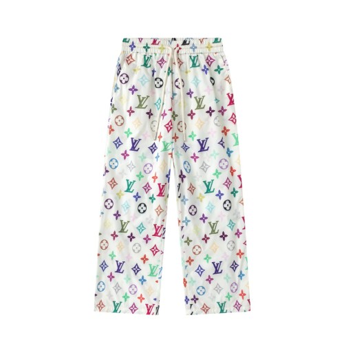Multicolor Monogram Drawstring Waist Wide-Leg Pants for Kids 29008613