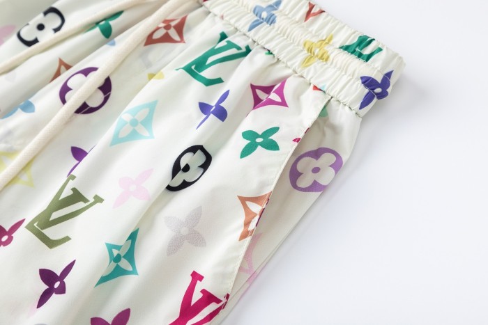Multicolor Monogram Drawstring Waist Wide-Leg Pants for Kids 29008613