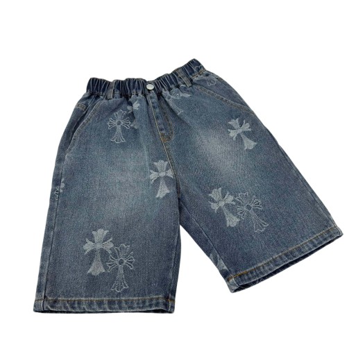 Cross Print  Washed Denim Shorts for Kids 29008975