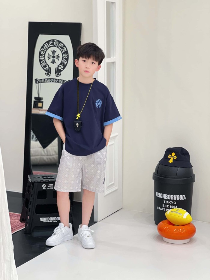 Cross Horseshoe Print Color Block Casual T-Shirt 3 colors for Kids 29008975