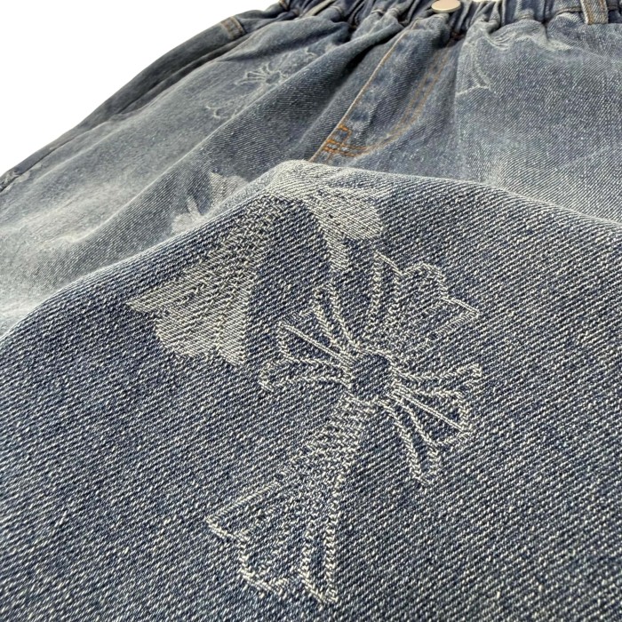 Cross Print  Washed Denim Shorts for Kids 29008975