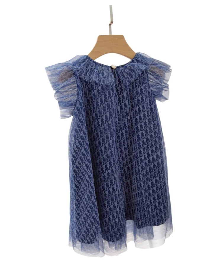 Tulle Dress with Ruffled Neck & Flutter Sleeves for Kids 29008833