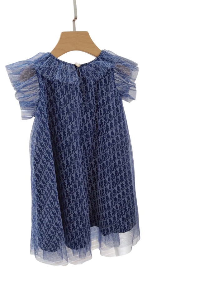 Tulle Dress with Ruffled Neck & Flutter Sleeves for Kids 29008833