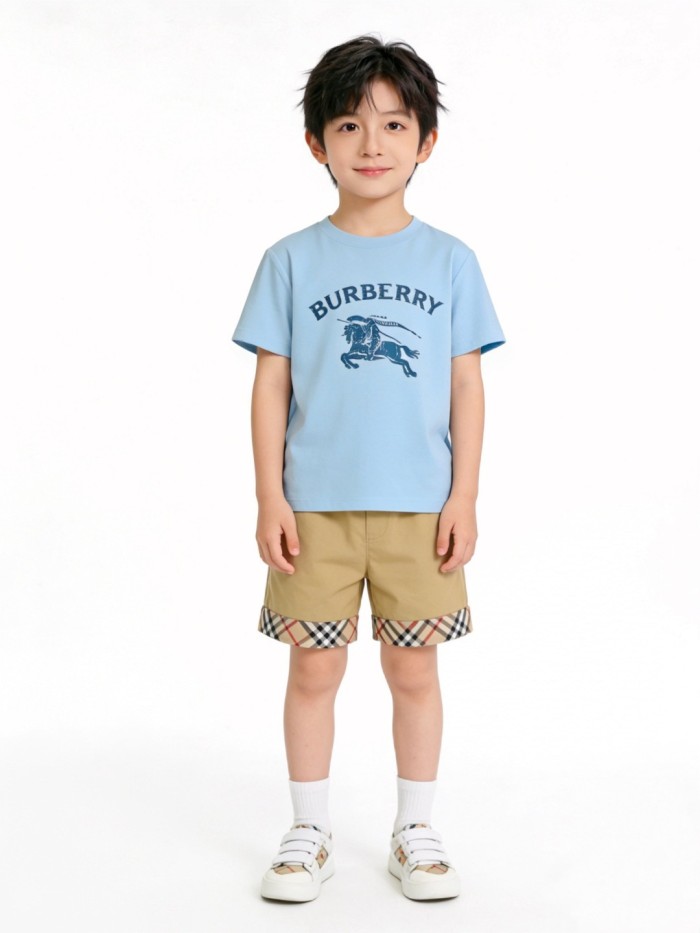 Equestrian Knight Logo Print Cotton T-Shirt for Kids 3 Colors 29010793