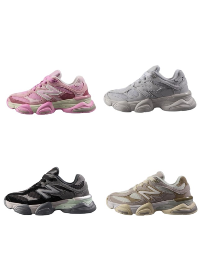 9060 Style Suede & Mesh Elastic lace Dad Sneakers for Kids 4 colors 29011034