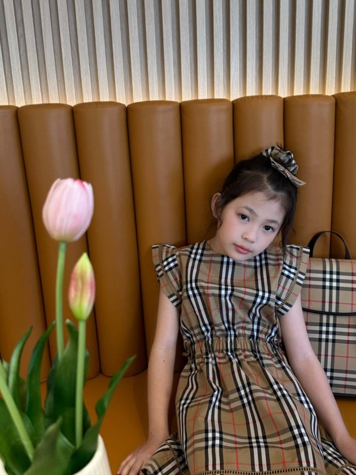 Vintage Check Drawstring Waist Cotton Dress for Kids 29010796