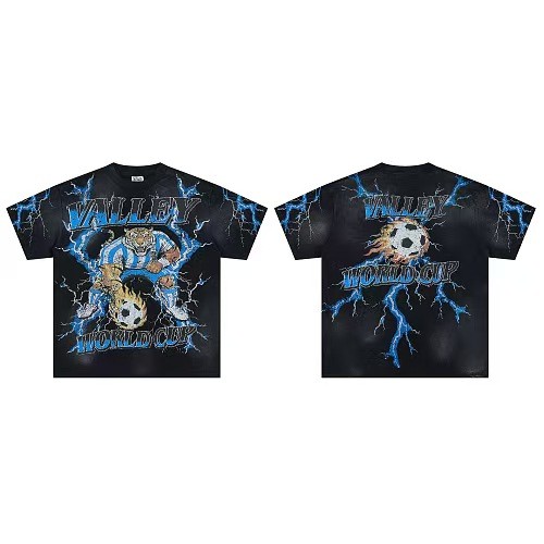 Retro Washed Black Soccer Tiger Graphic Oversized T-Shirt 29018961