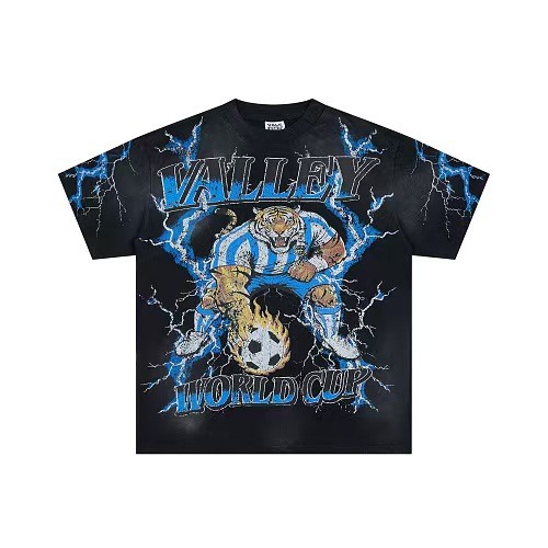 Retro Washed Black Soccer Tiger Graphic Oversized T-Shirt 29018961