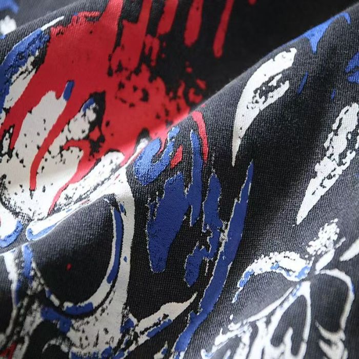 Black Panther Skull Distressed Wash Oversized Streetwear T-Shirt 29027143