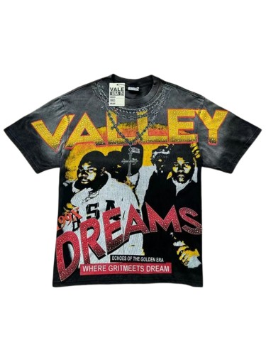 Hip Hop Portrait Rhinestone Graphic Washed T-Shirt 2 colors 29027397