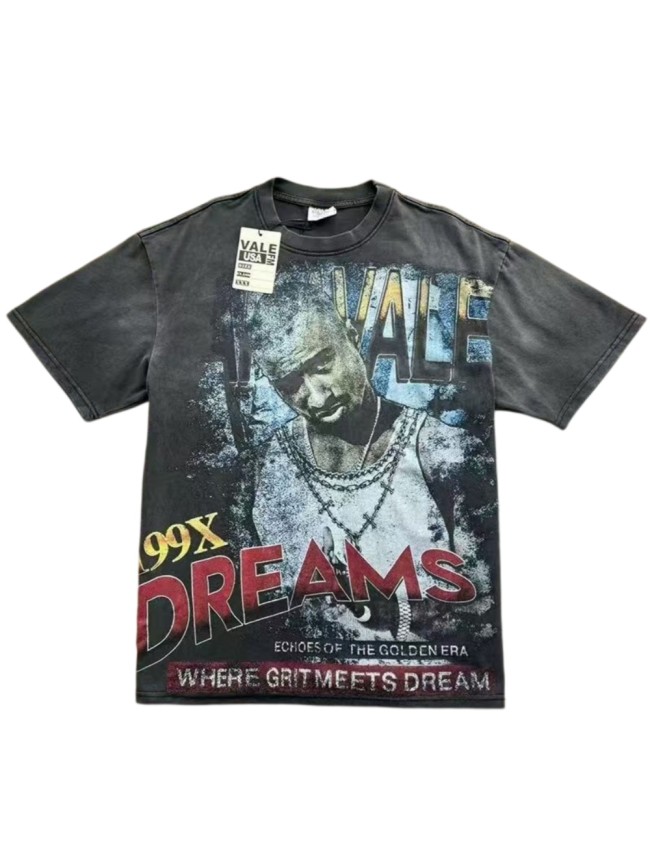 Retro 2Pac Portrait Graphic Washed Oversized Streetwear T-Shirt 2 colors 29027190
