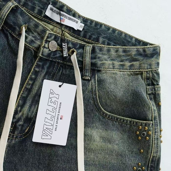 Wash Studded Camo Hem Distressed Denim Shorts 2 colors 29027500