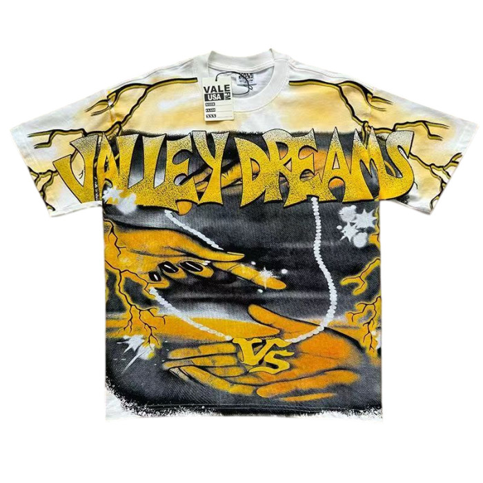 Retro Lightning & Hand Graphic Washed T-Shirt 2 colors 29027376