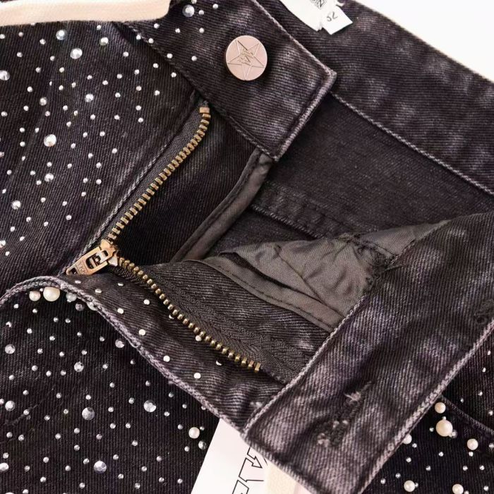 Sparkle Rhinestone Studded Baggy Denim Shorts 2 colors 29027511