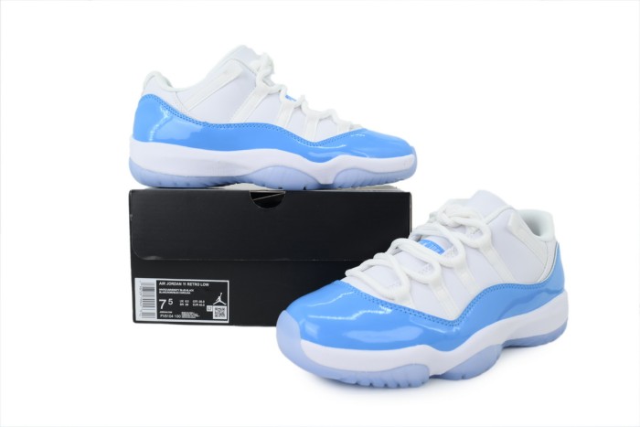 [plus-size shoes]Low-top North Carolina Blue Real Carbon Full-Grain Leather Basketball Sneakers 29030381
