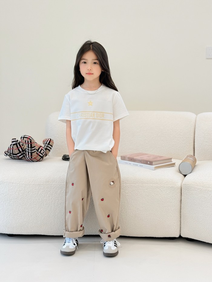 Gold Embroidered Star Logo Cotton T-shirt for Kids 29030025