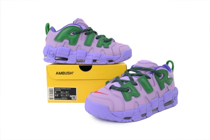 Air More Low-Top Purple Green Co-branded Unisex Pippen Basketball Shoes 29030421