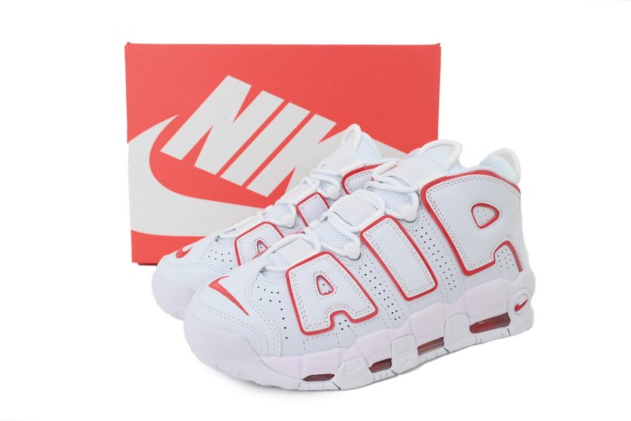 Air More Mid-top Retro Men's White and Red Pippen Basketball Shoes 29030186
