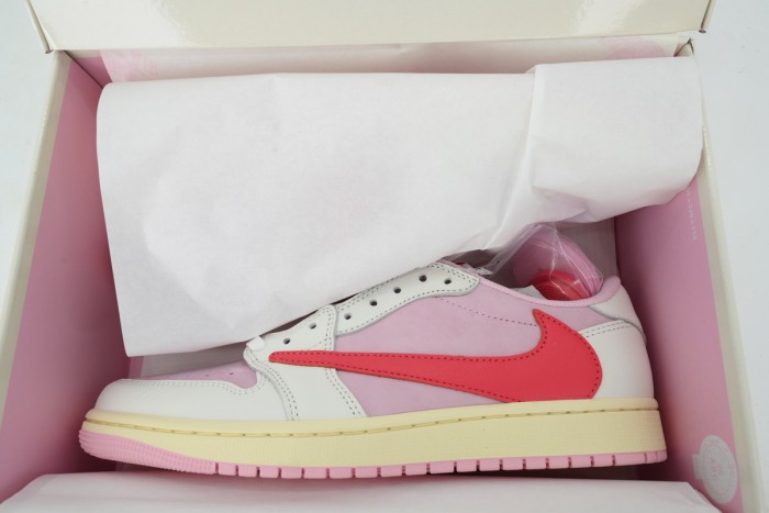 [plus-size shoes] Hot Pink Reverse Swoosh RN Version Jordan 1 Low-Top Sneakers 29030470