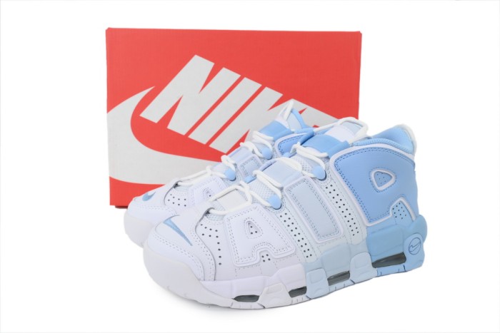 [plus-size shoes]Air More High Top Unisex White And Blue Pippen Sneakers 29030150