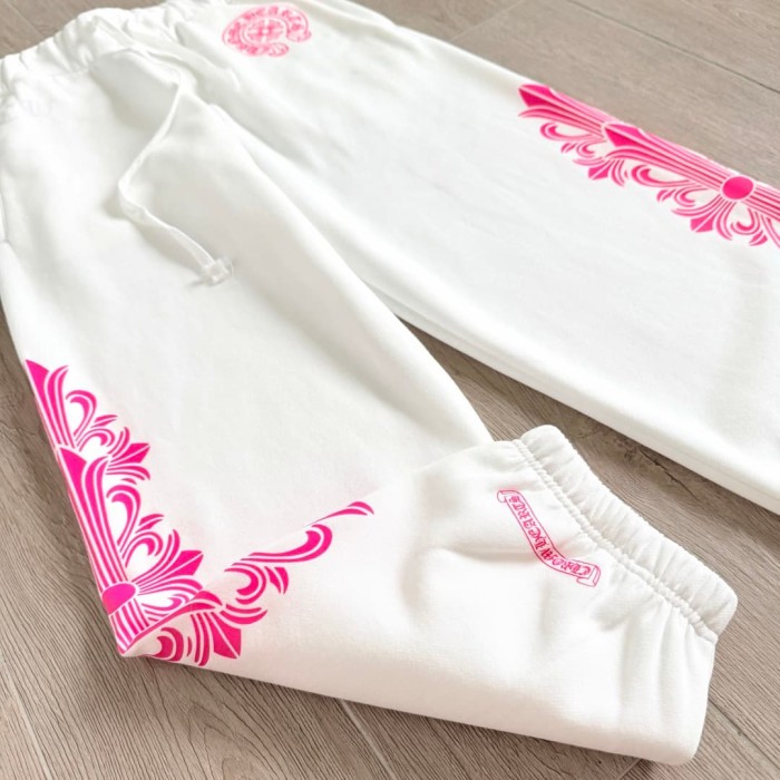 1:1 quality version Side Fluorescent Pink Sanskrit Letter Printed Sweatpants 29033526