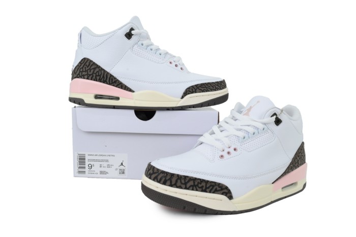 [plus-size shoes]@j3 Mid-Top Women's White Brown Pink Retro Basketball Shoes 29033448
