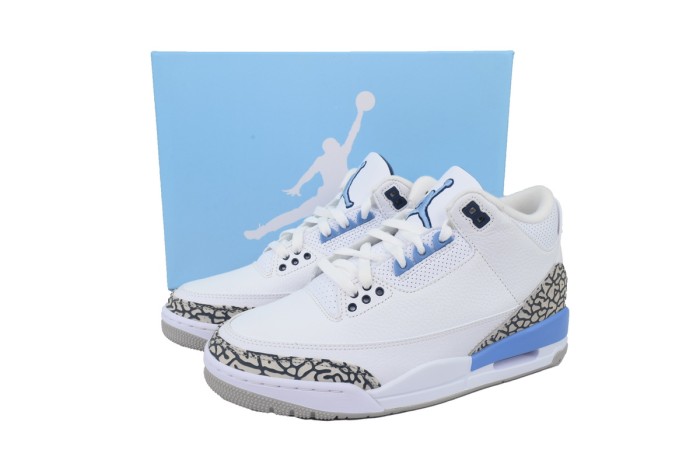 [plus-size shoes]Jordan 3 Mid-Top Men's North Carolina Blue Retro Basketball Shoes 29033474