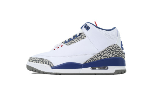 [plus-size shoes]Jordan 3 Mid Top Men's White And Blue Retro Basketball Shoes 29033404