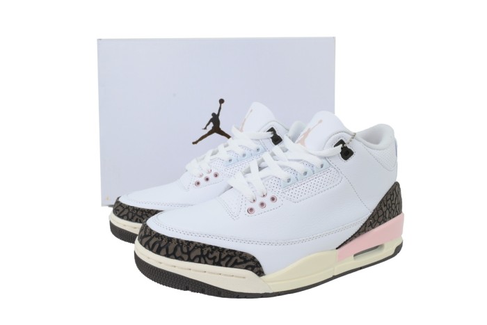 [plus-size shoes]@j3 Mid-Top Women's White Brown Pink Retro Basketball Shoes 29033448