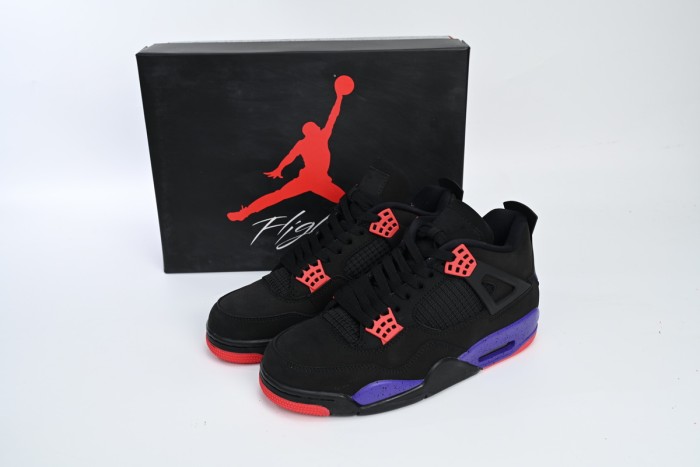 [plus-size shoes]Jordan 4  Raptors  Black & Purple Suede & Mesh Retro Basketball Shoes 29035161