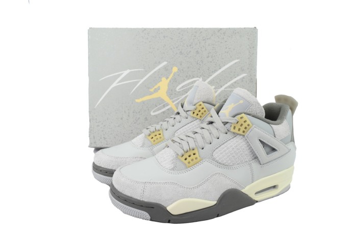 [plus-size shoes]@j4 Retro SE  Craft   Light Smoke Grey Suede Men's Basketball Shoes 29035100