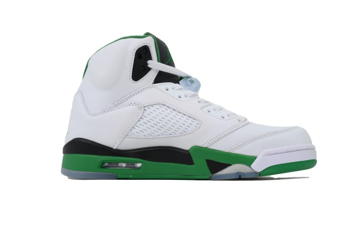 [plus-size shoes] 1:1 quality version Jordan 5   Lucky Green  White Leather Basketball Shoes 29035202