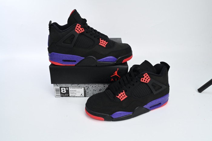 [plus-size shoes]Jordan 4  Raptors  Black & Purple Suede & Mesh Retro Basketball Shoes 29035161