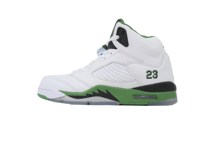 [plus-size shoes] 1:1 quality version Jordan 5   Lucky Green  White Leather Basketball Shoes 29035202