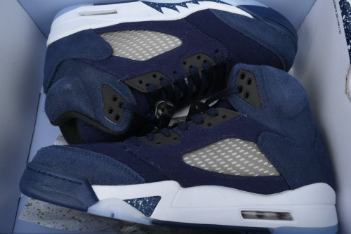 [plus-size shoes] Jordan 5   Midnight Navy  Blue Suede Basketball Shoes 29035487