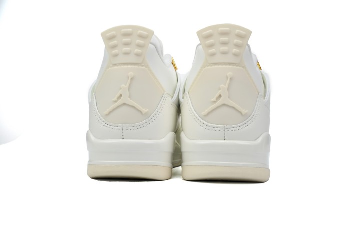 [plus-size shoes]Jordan 4   Metallic Gold  White Leather Basketball Shoes 29035156