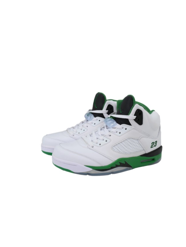 [plus-size shoes] 1:1 quality version Jordan 5   Lucky Green  White Leather Basketball Shoes 29035202