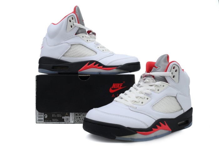 [plus-size shoes] 1:1 quality version @j5   Fire Red  White Leather Basketball Shoes 29035327