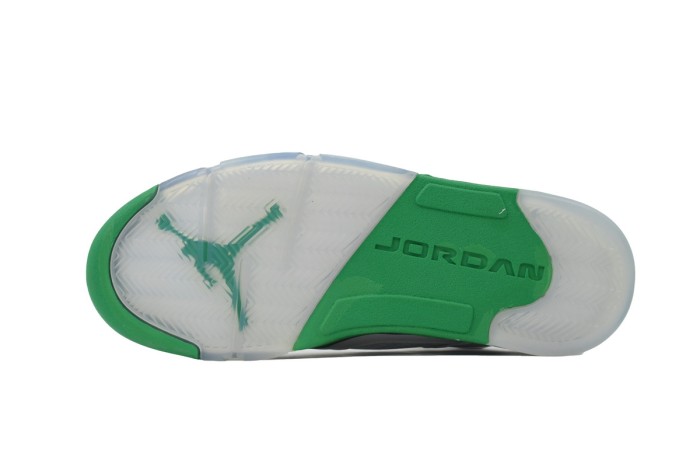 [plus-size shoes] 1:1 quality version Jordan 5   Lucky Green  White Leather Basketball Shoes 29035202