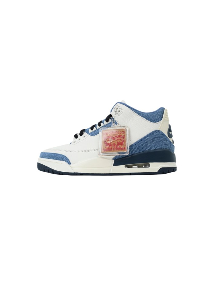 [plus-size shoes] 1:1 quality version @j3 x Levi's White Blue Denim & Leather Basketball Shoes 29039820
