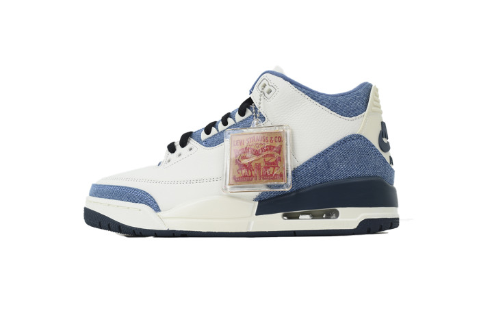 [plus-size shoes] 1:1 quality version @j3 x Levi's White Blue Denim & Leather Basketball Shoes 29039820