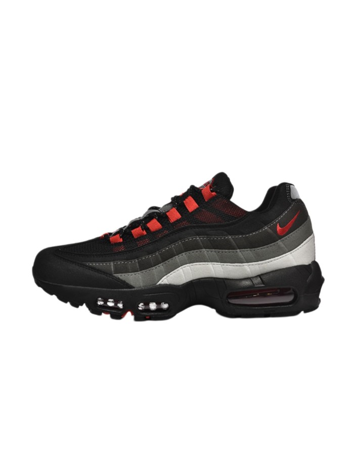 [plus-size shoes]Air Max 95 Black Grey Red Breathable Mesh  Air Cushion Running Shoes 29044772