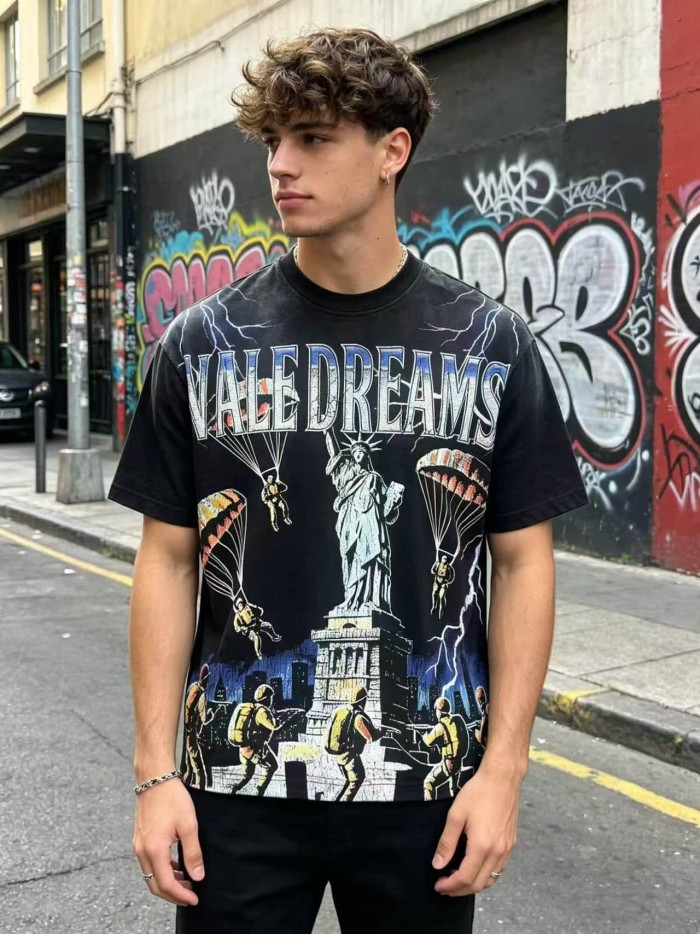Statue Of Liberty Paratrooper Print Washed Tee 29047382