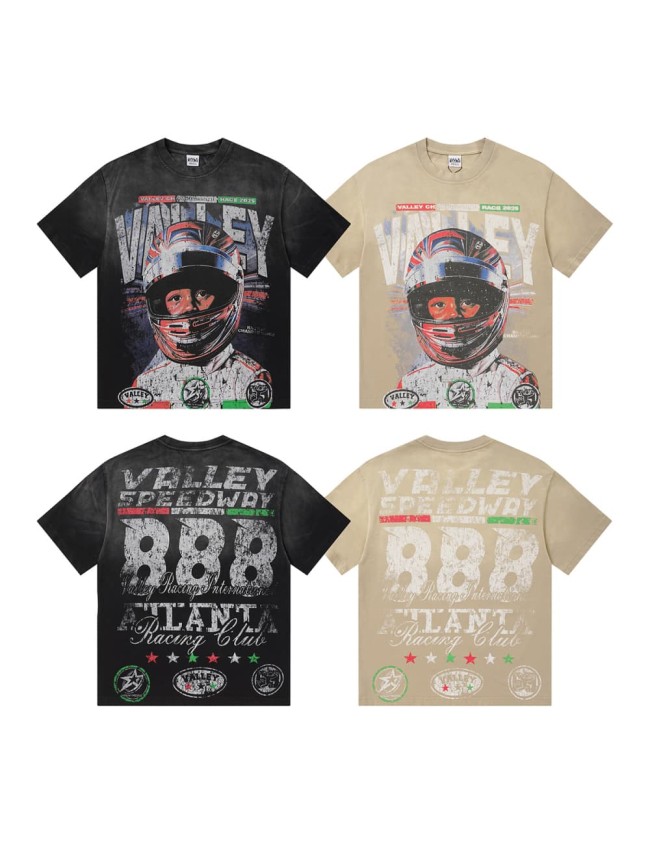 Red Racing Helmet Print Washed Tee 2 colors 29047371