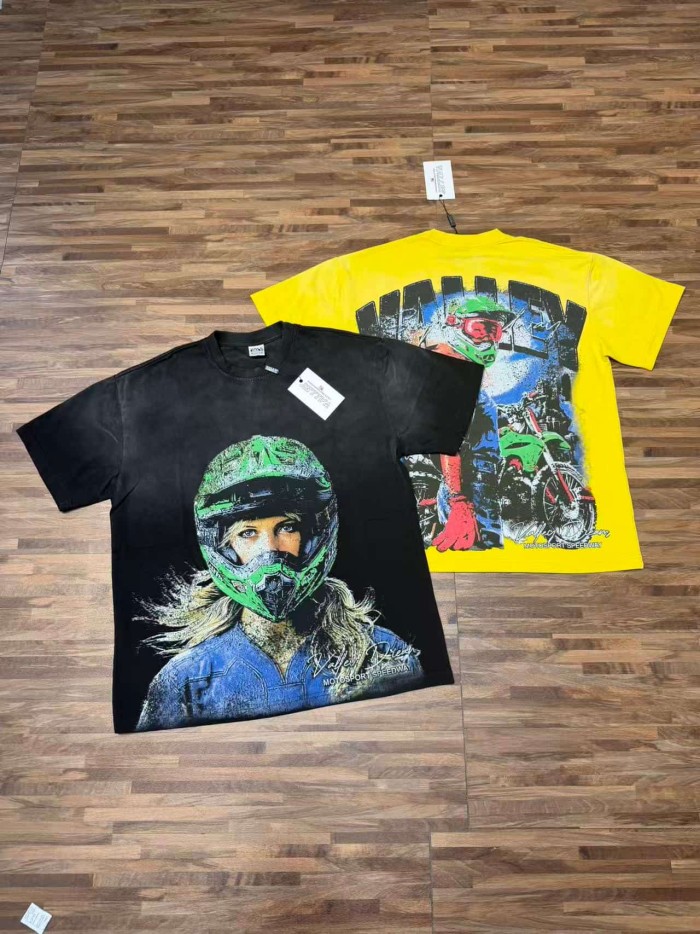 Female Motorcycle Rider Print Washed Tee 2 colors 29047375