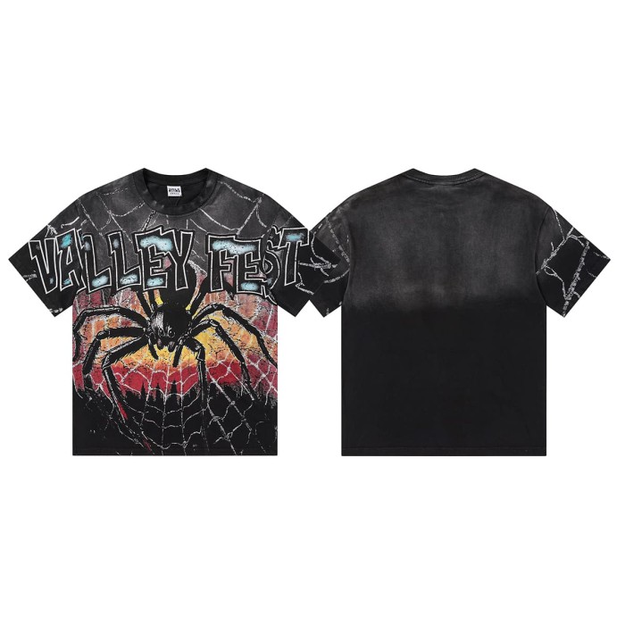 Giant Spider Web Print Washed Tee 29047372