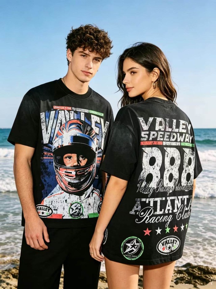 Red Racing Helmet Print Washed Tee 2 colors 29047371