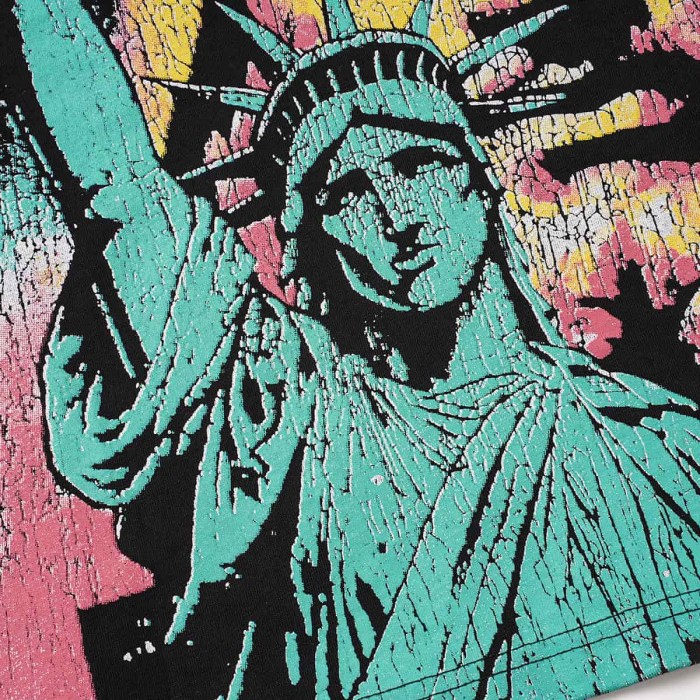 Jesus And Statue Of Liberty Print Washed Tee 29047381